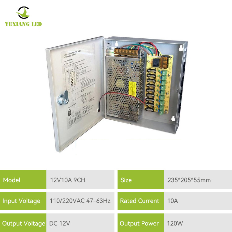 Skrzynka zasilająca CCTV 12V 10A 9CH