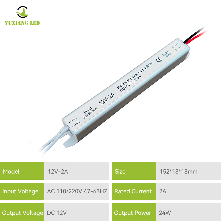 12 V 2 A 24 W srebrzysty Ultra wąski, ultra cienki, Ultra cienki zasilacz LED