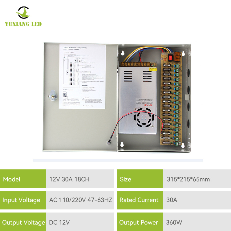 Skrzynka zasilająca CCTV 12V 30A 18CH