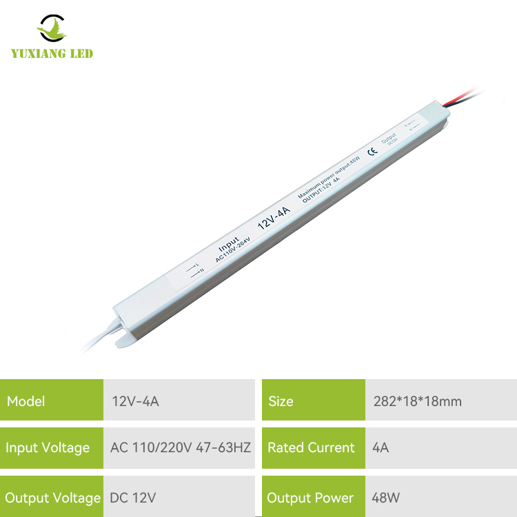 12 V 4 A 48 W srebrzysty Ultra wąski, ultra cienki, Ultra cienki zasilacz LED