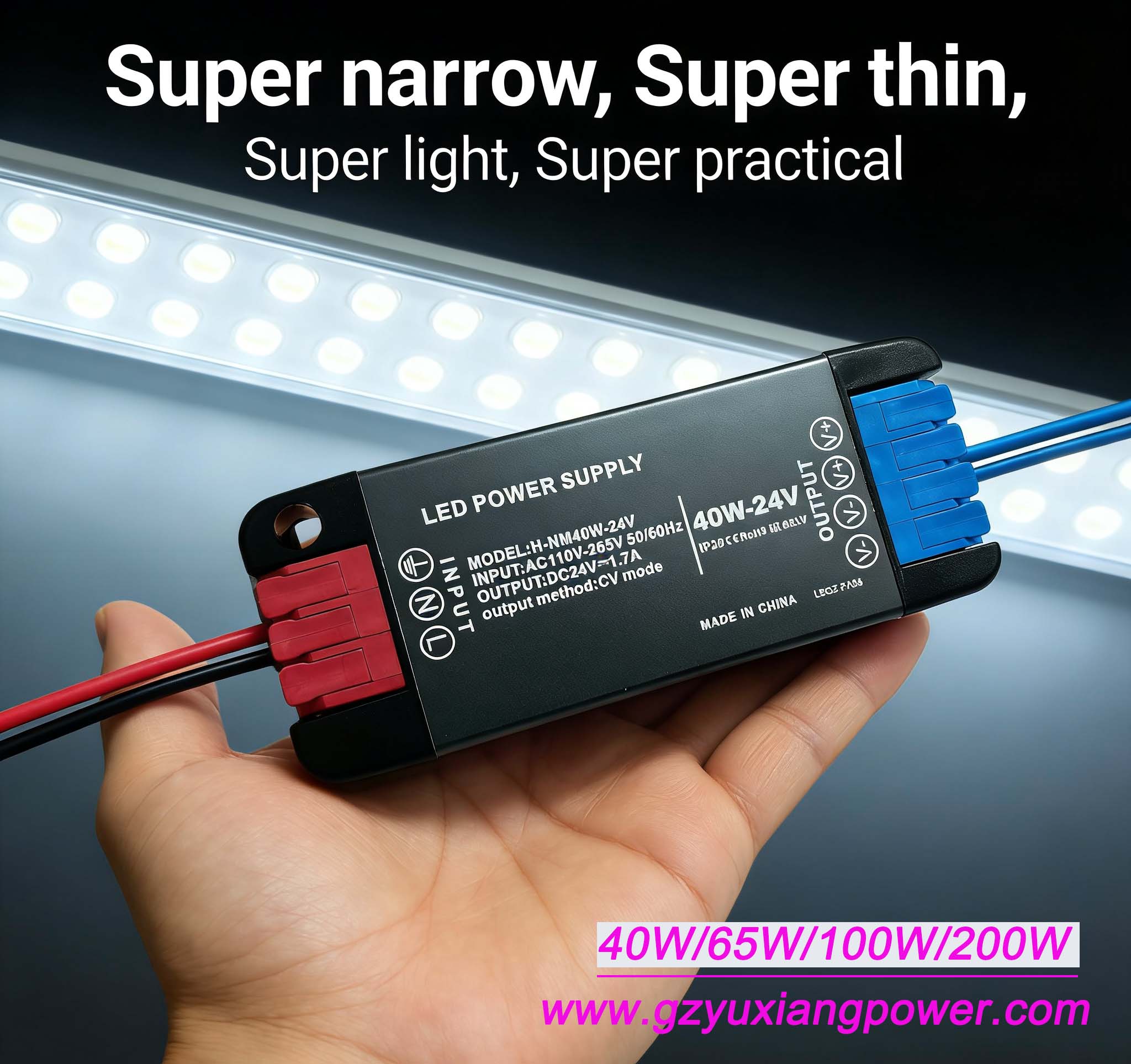 Mini ultracienki zasilacz LED DC o szerokim zakresie napięcia 12 V/24 V, mały rozmiar i duża moc.