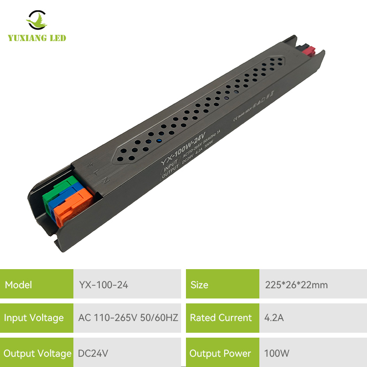 Ultracienki liniowy zasilacz LED 24 V 100 W z półklejem