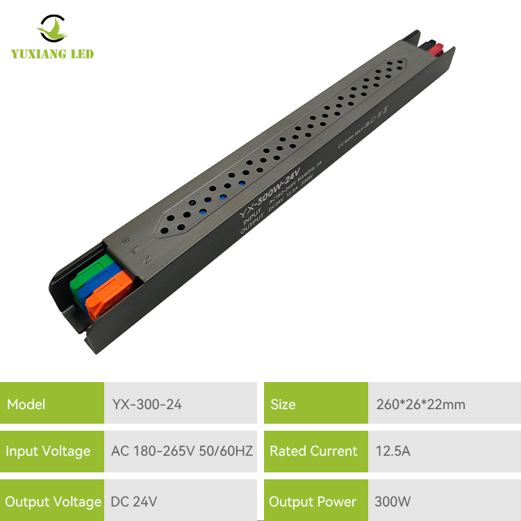Ultracienki liniowy zasilacz LED 24 V 300 W z półklejem