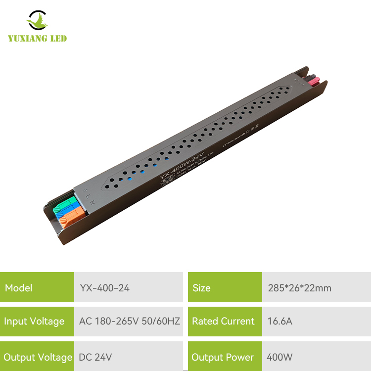 Ultracienki liniowy zasilacz LED 24 V 400 W z półklejem