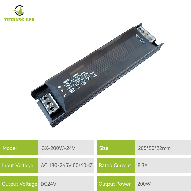 Zasilacz impulsowy Slim LED o stałym napięciu 24V200W, półwypełniony