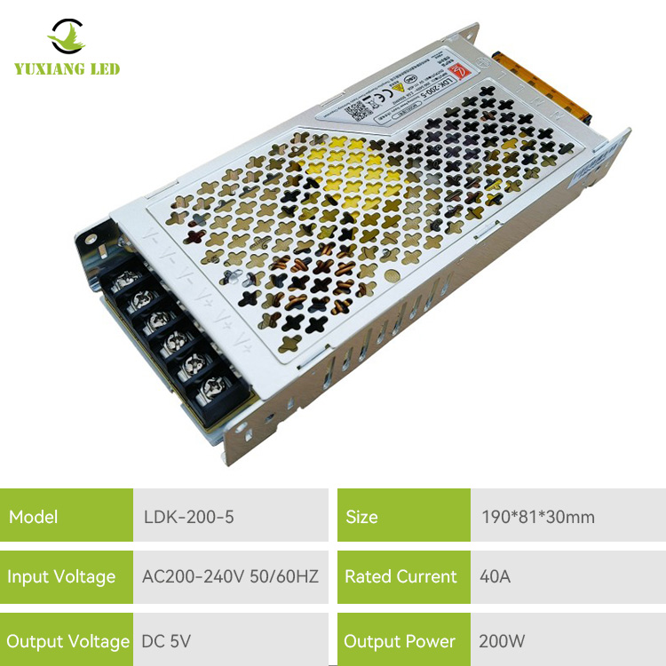 Ultracienki zasilacz do wyświetlacza LED AC/DC LDK-200-5