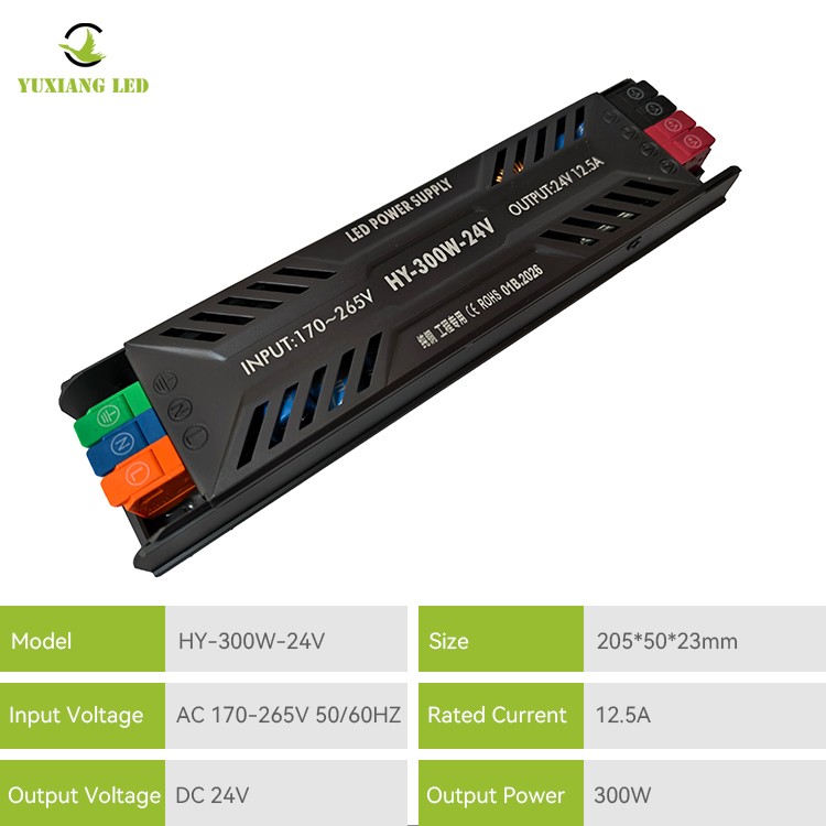 Ultracienki zasilacz LED z półotworem DC 24 V i mocy 400 W