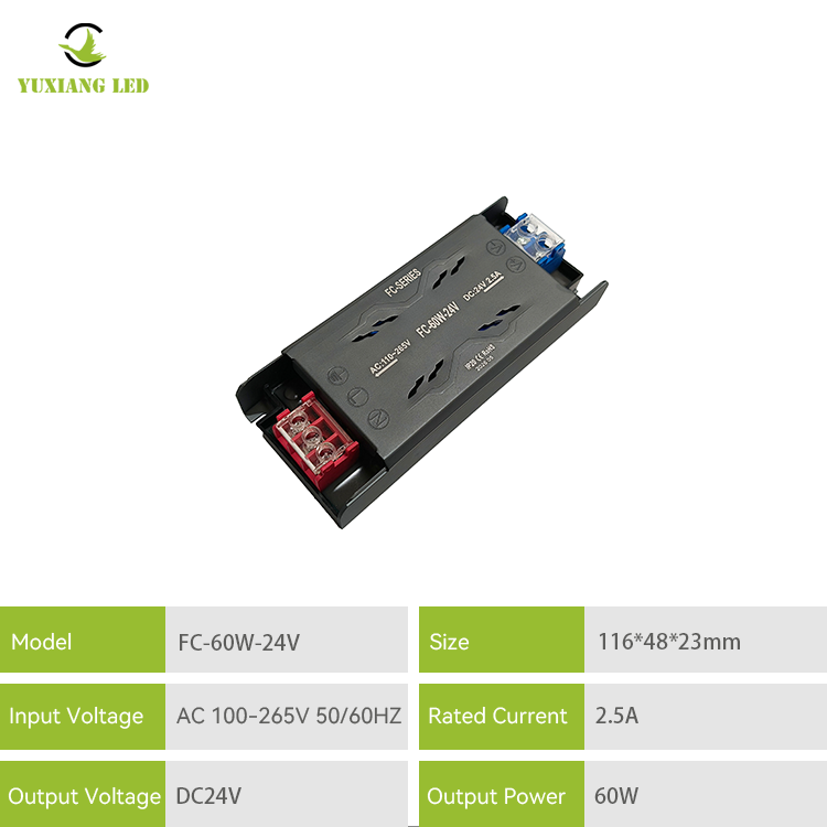 Zasilacz LED FC 24V 60W typu slim, półotwarty